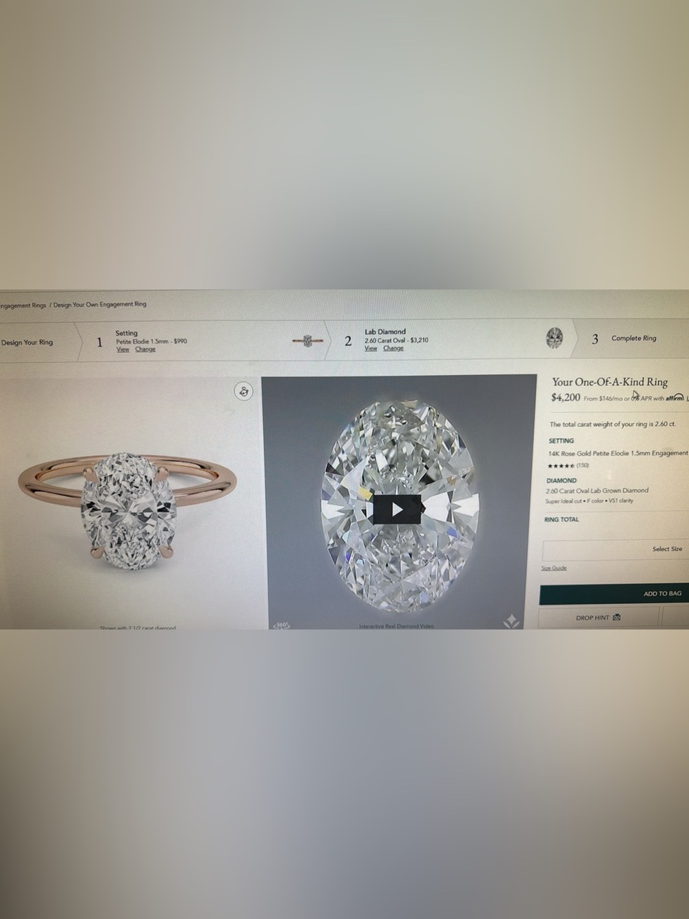 Brilliant Earth Rose Gold Oval lab grown diamond Engagement Ring - Picture 12 of 12